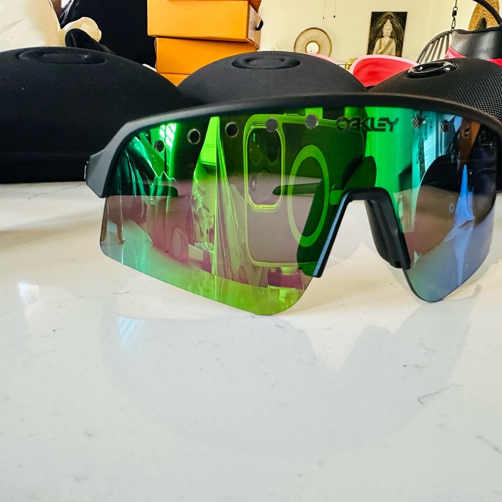 Oakley Black Sunglasses with Green and Purple Lenses - Picture 2 of 2